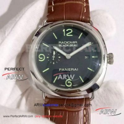 Perfect Replica Panerai Radiomir Black Seal SS Black Dial Watch - PAM00388 45MM